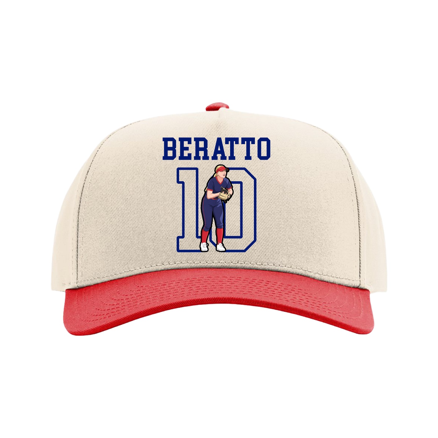Full Fabric Five-Panel Champ Cap — Shirsey in Cream/Red