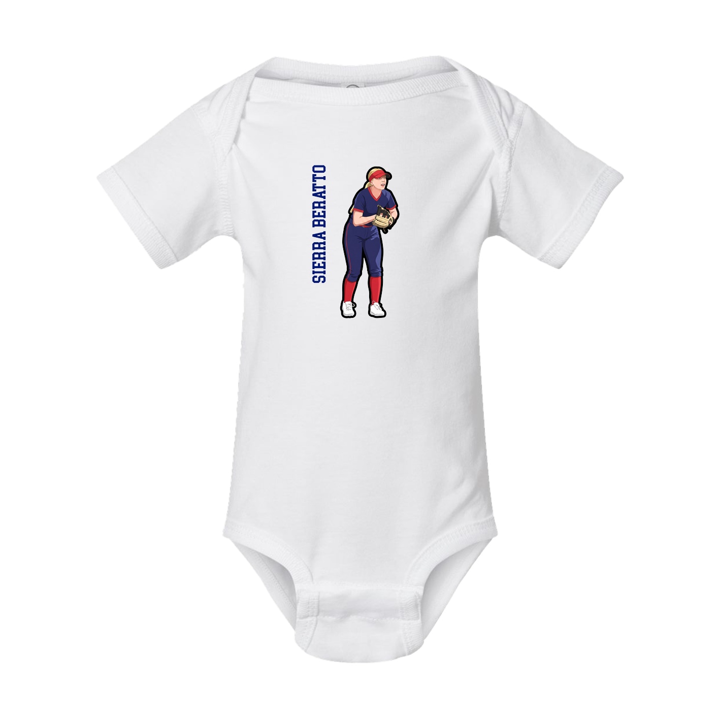 Baby Onesie — Name Vertical in White