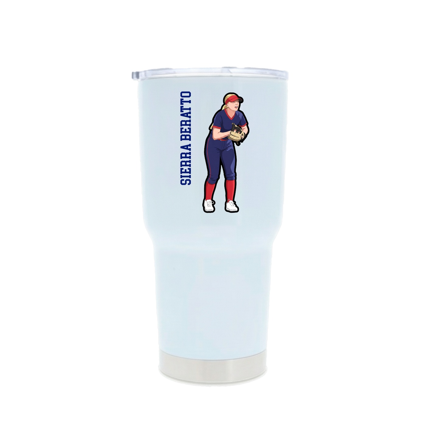 30oz Stainless Steel Tumbler — Name Vertical in White