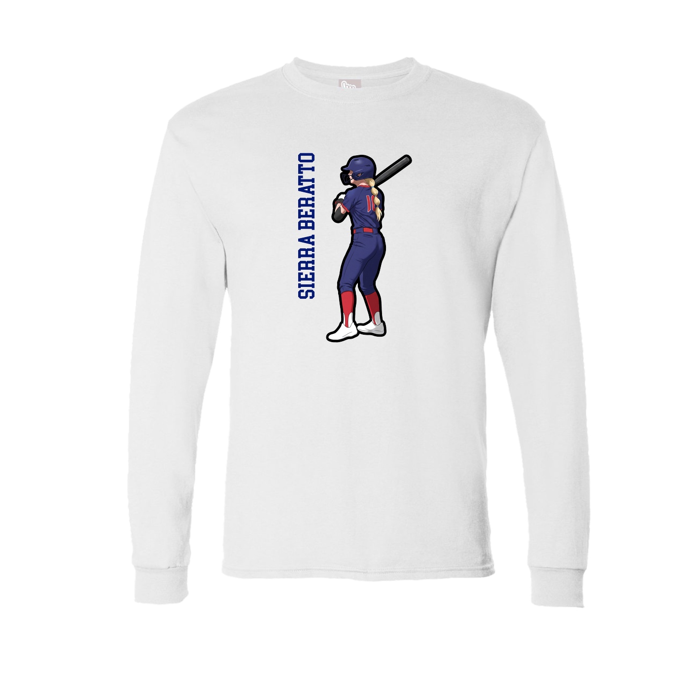 Long Sleeve Tee — Name Vertical in White