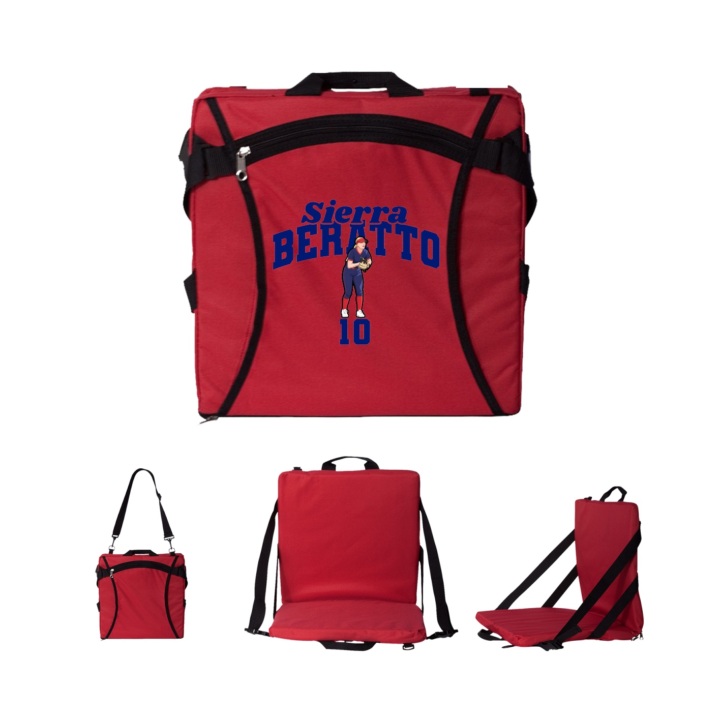 Folding Stadium Seat — Signature Arch in Red