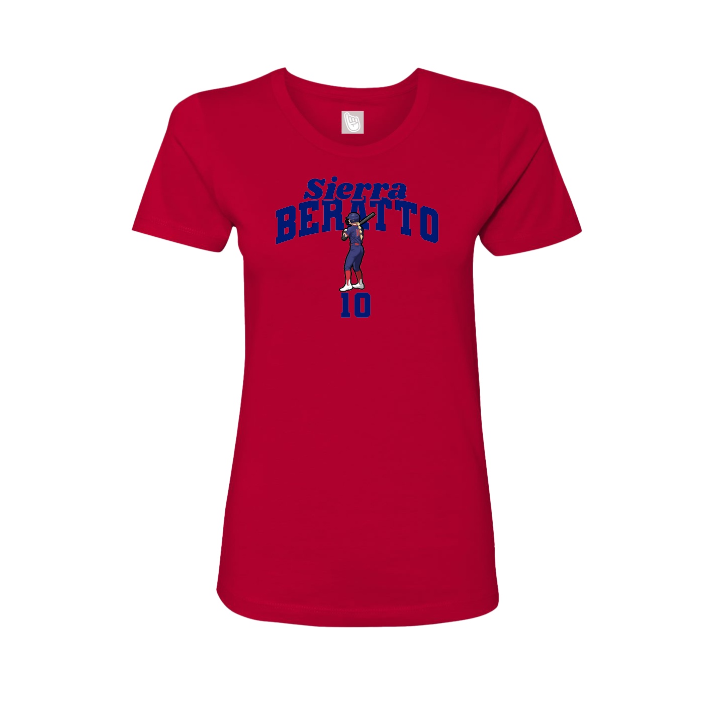 Fitted Women's Tee — Signature Arch in Red