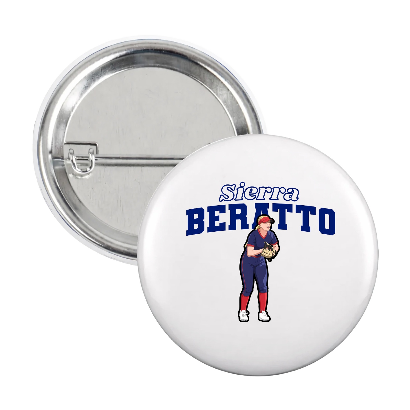 Game Day Button — Name Arch in White