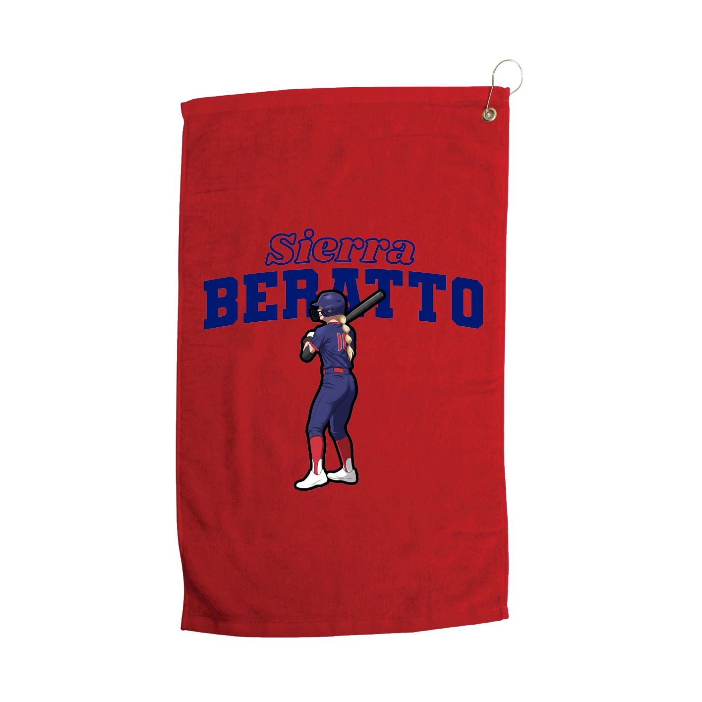 Golf Towel — Name Arch in Red