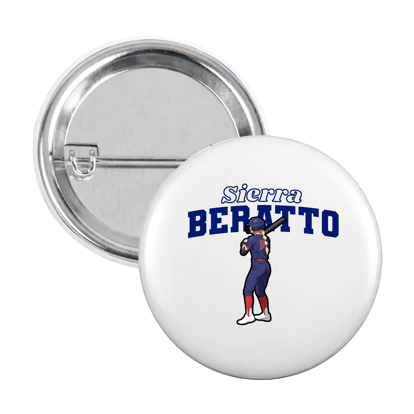 Game Day Button — Name Arch in White