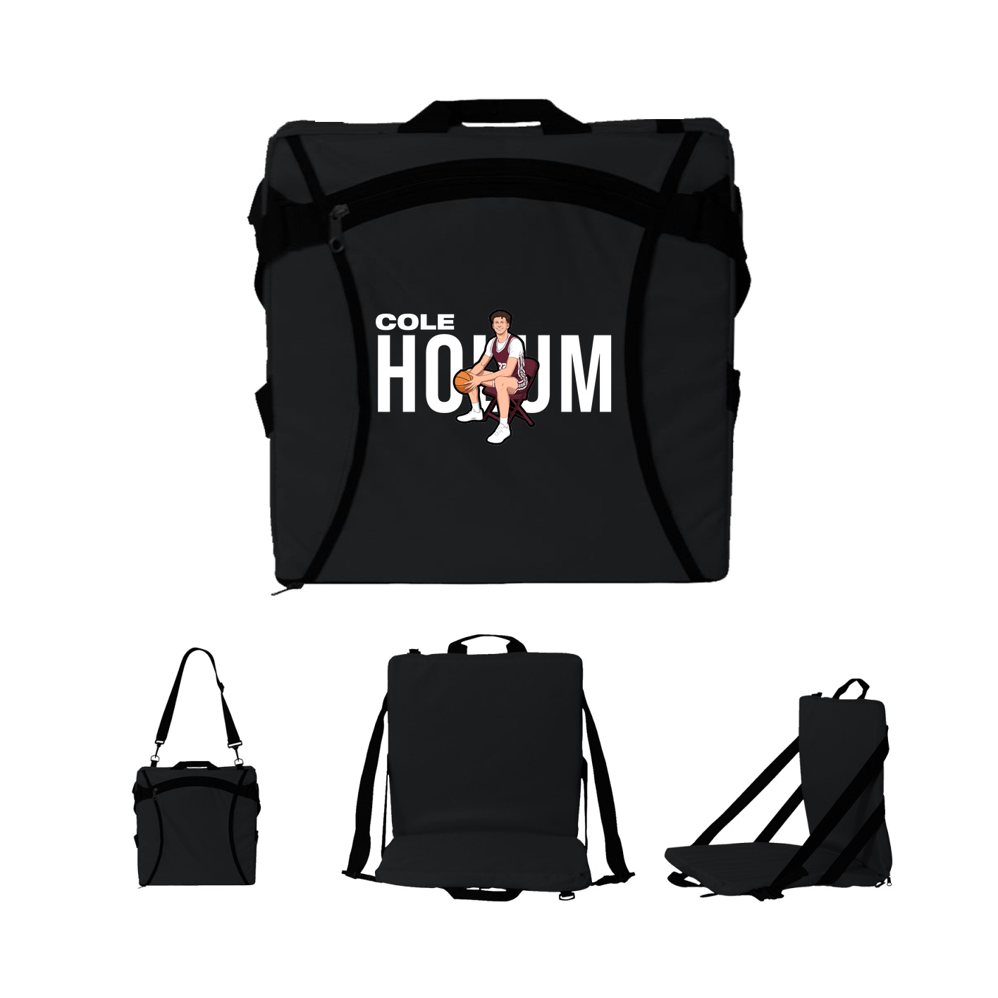 Folding Stadium Seat — Player Name in Black