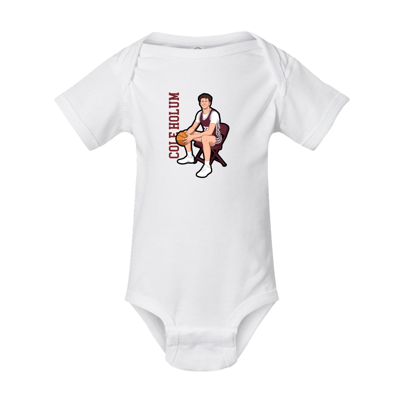 Baby Onesie — Name Vertical in White