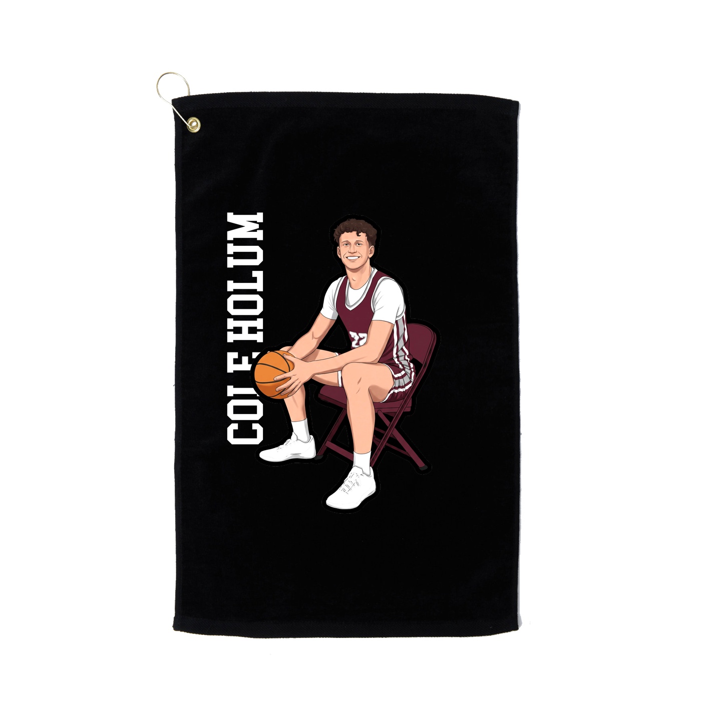 Golf Towel — Name Vertical in Black
