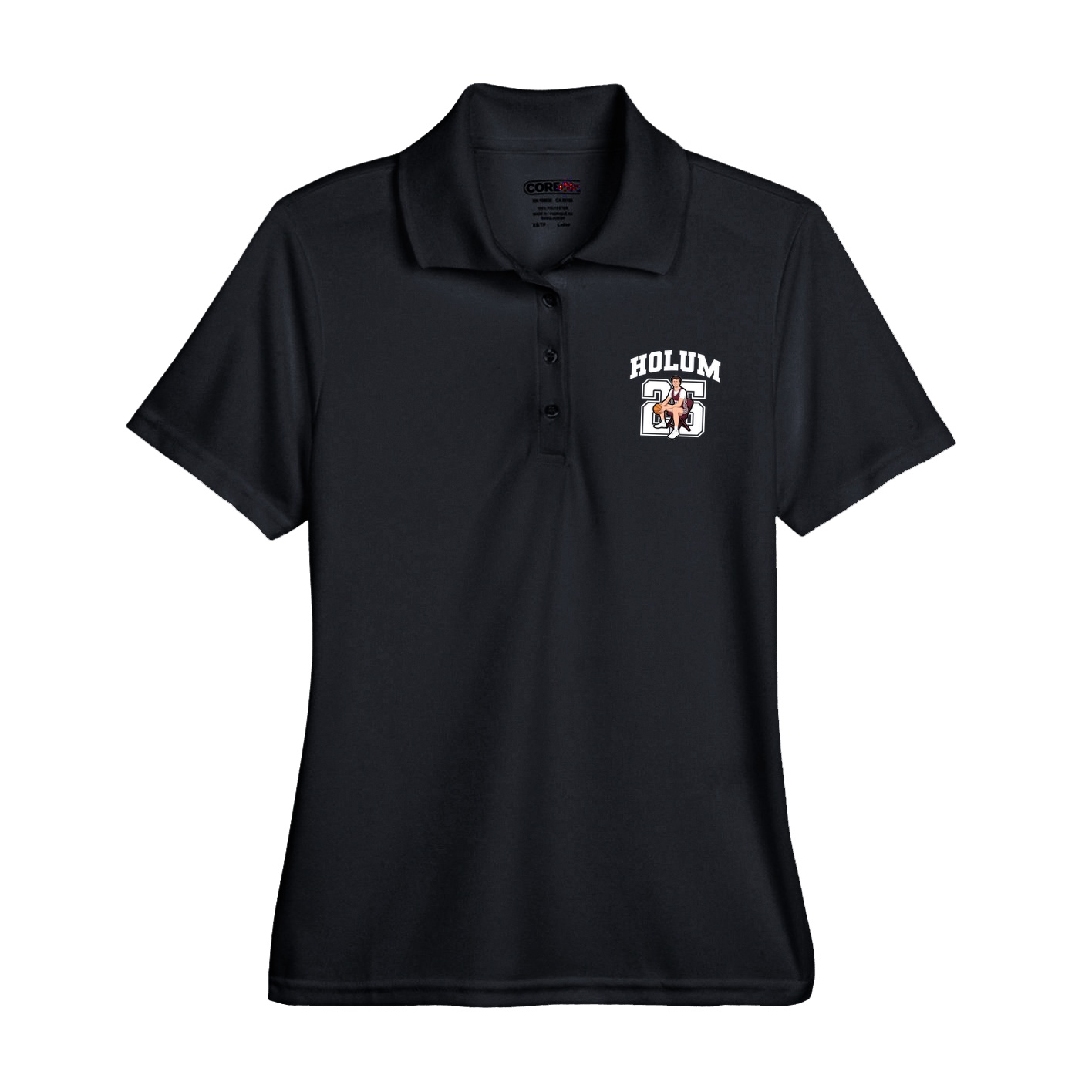 Womens Performance Polo — Number in Black