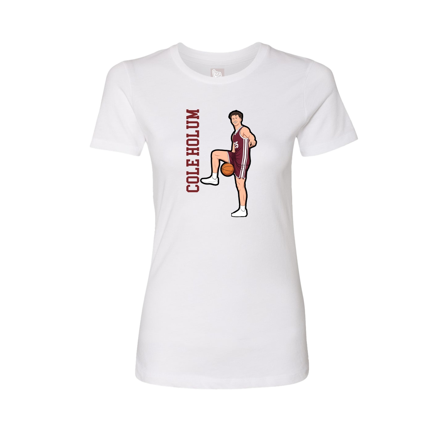 Fitted Women's Tee — Name Vertical in White