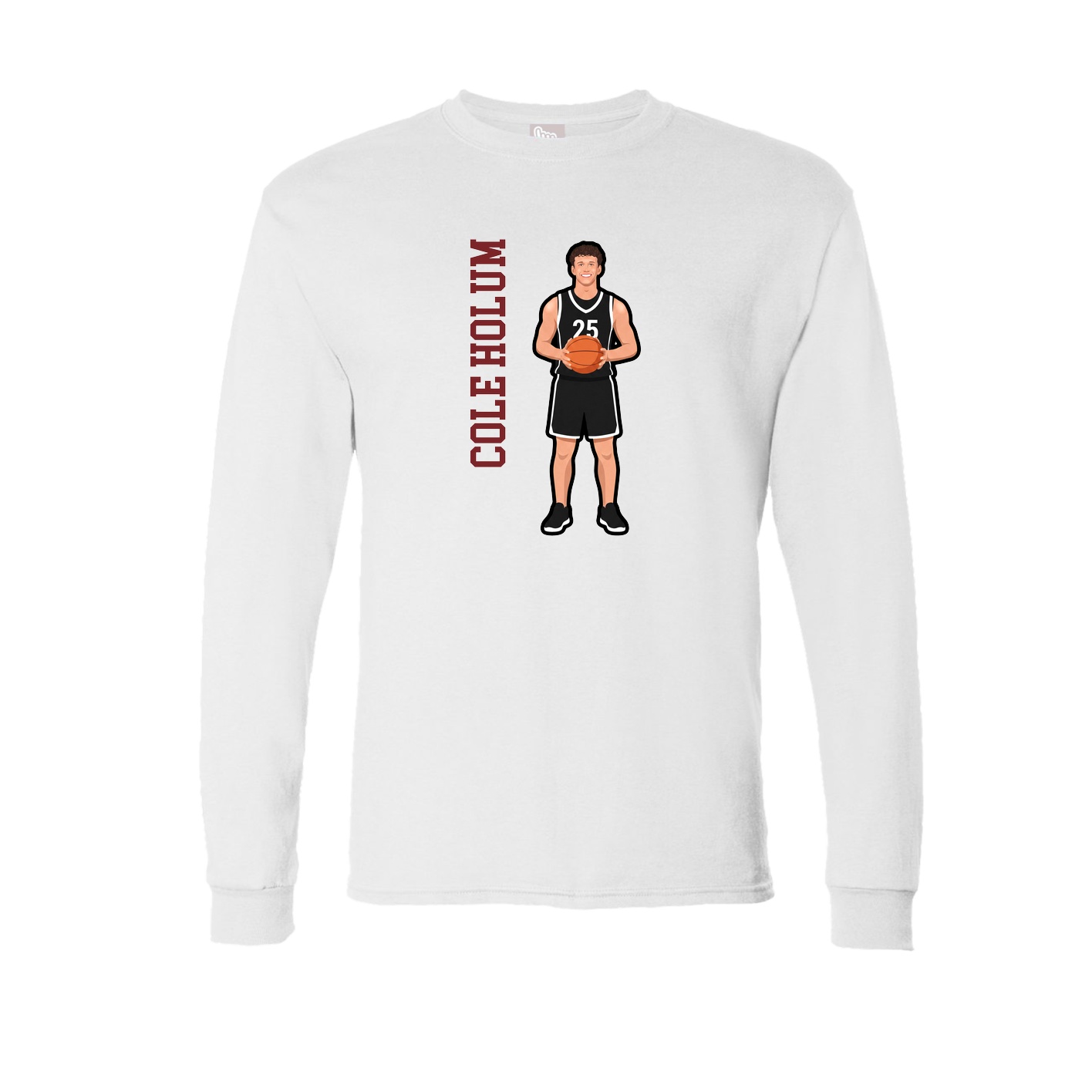 Long Sleeve Tee — Name Vertical in White