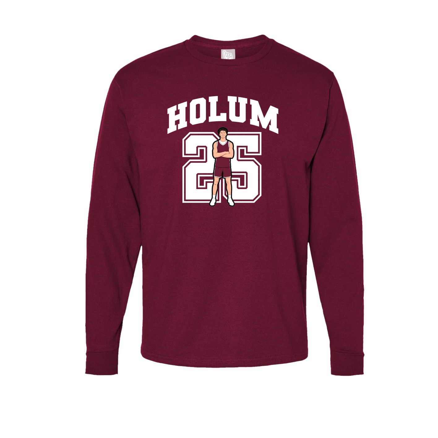 Long Sleeve Tee — Number in Cardinal