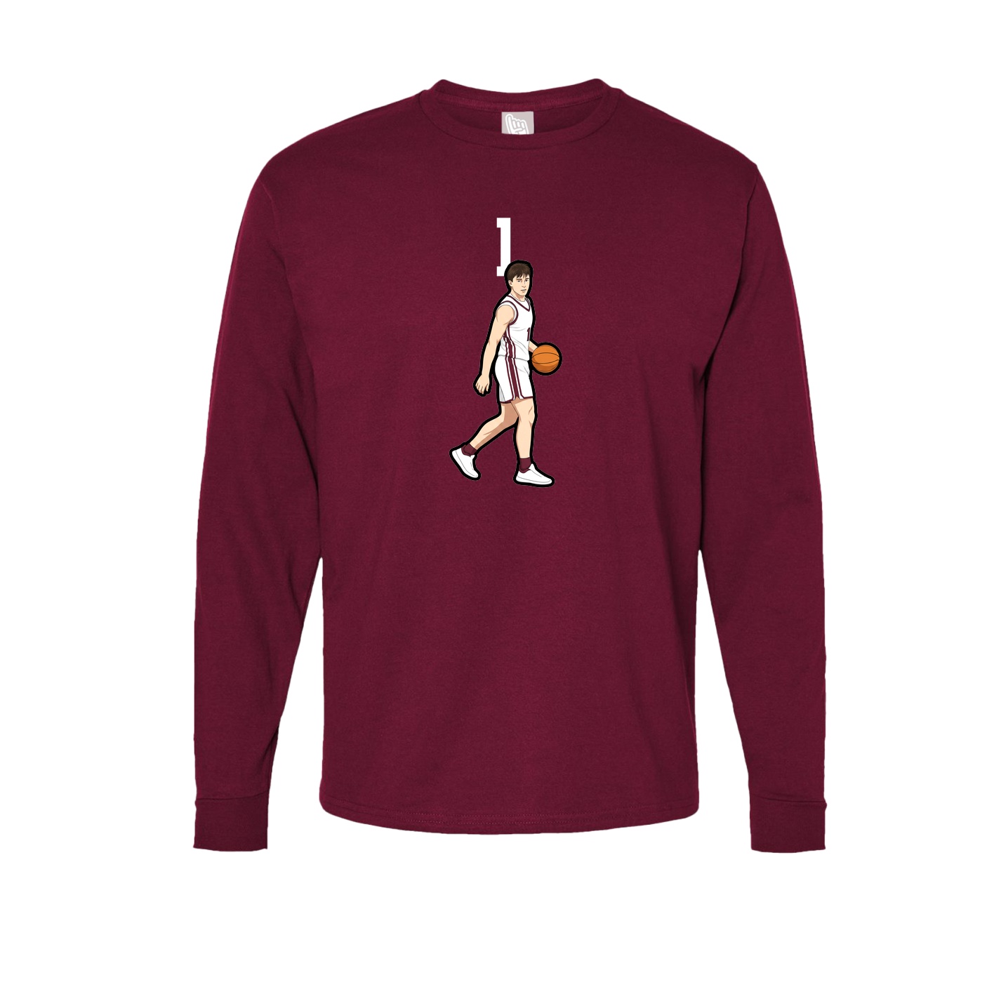 Long Sleeve Tee — Number Top in Cardinal
