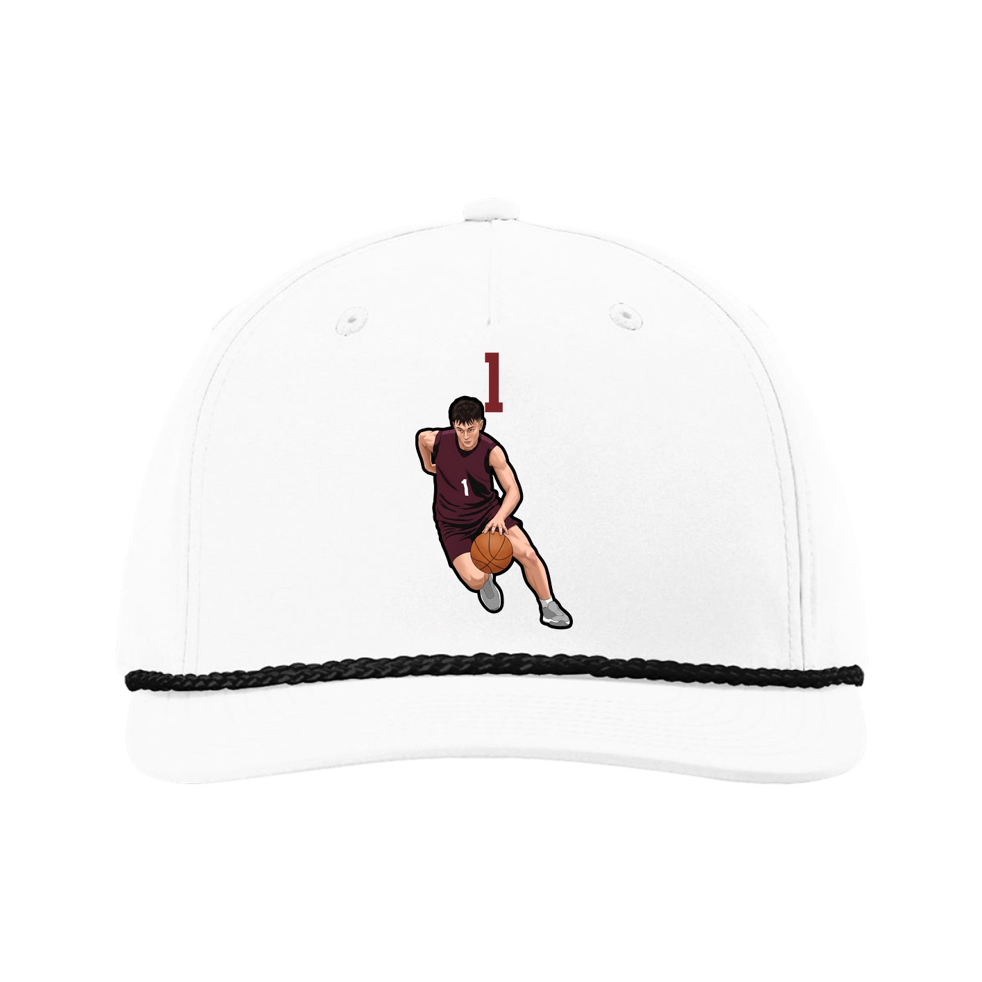Five-Panel Classic Rope Cap — Number Top in White