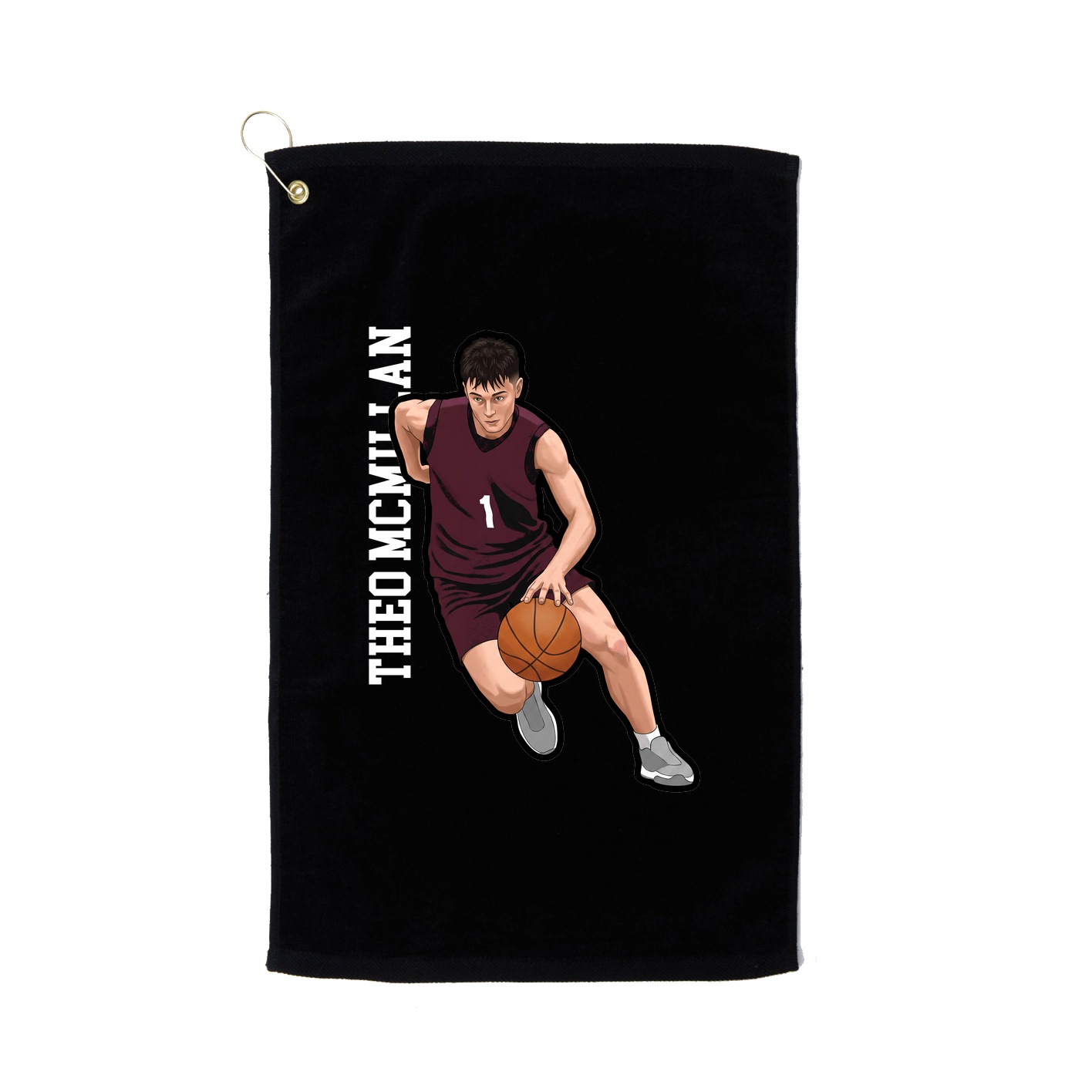 Golf Towel — Name Vertical in Black