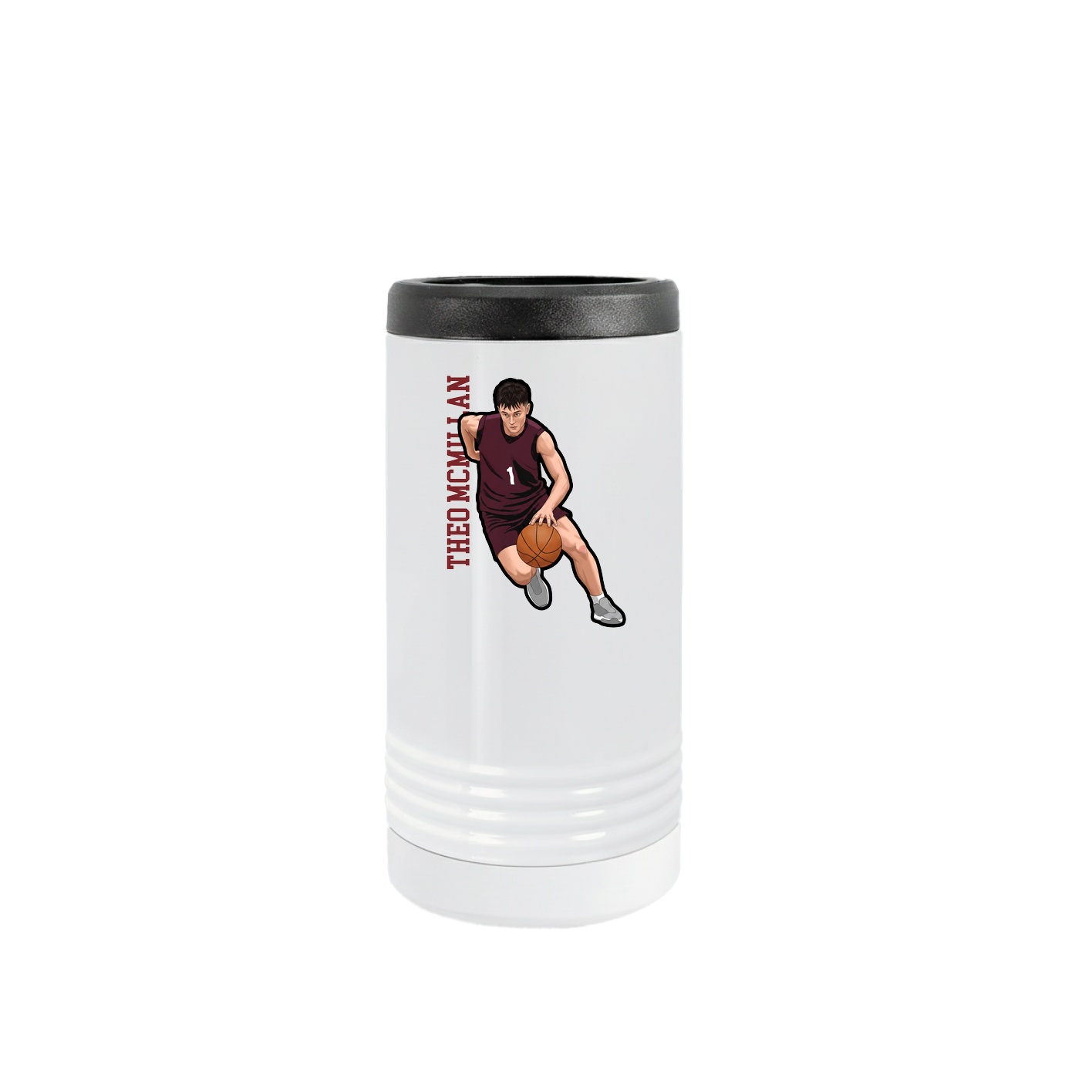 Slim Beverage Holder — Name Vertical in White
