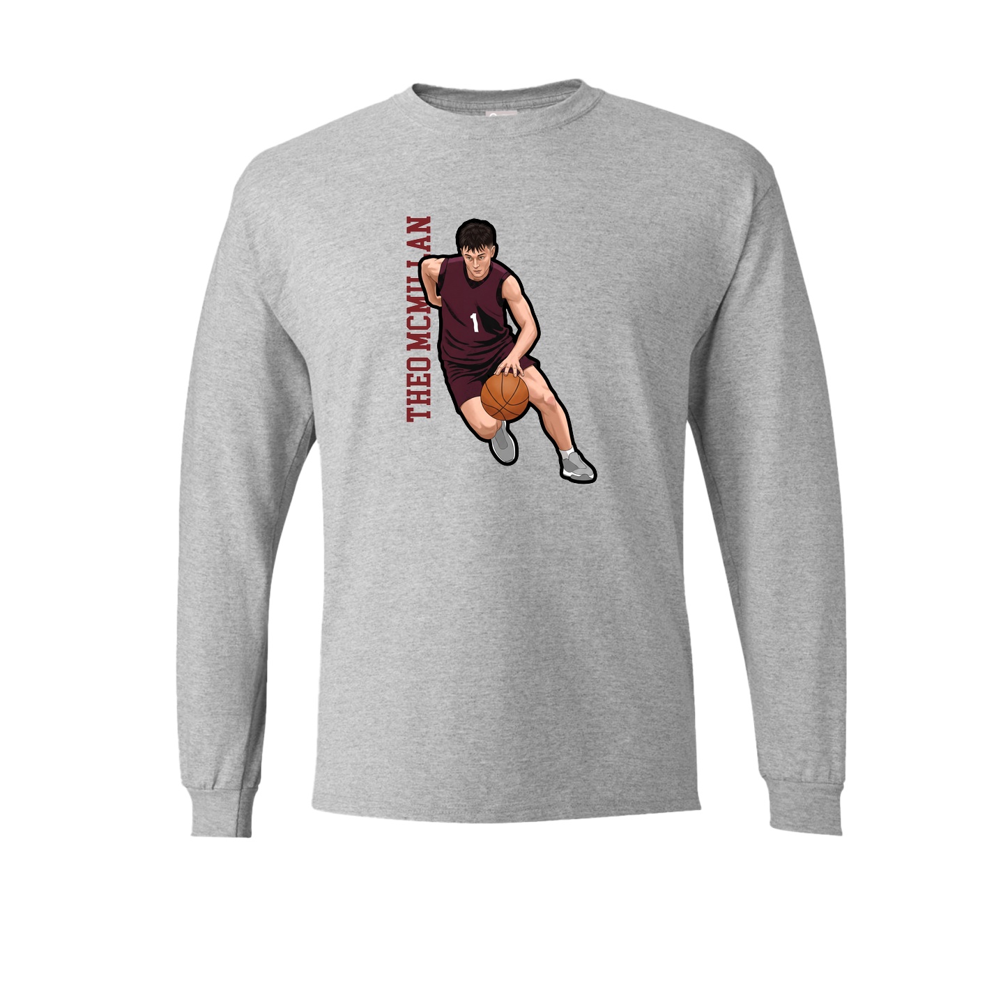 Long Sleeve Tee — Name Vertical in Grey