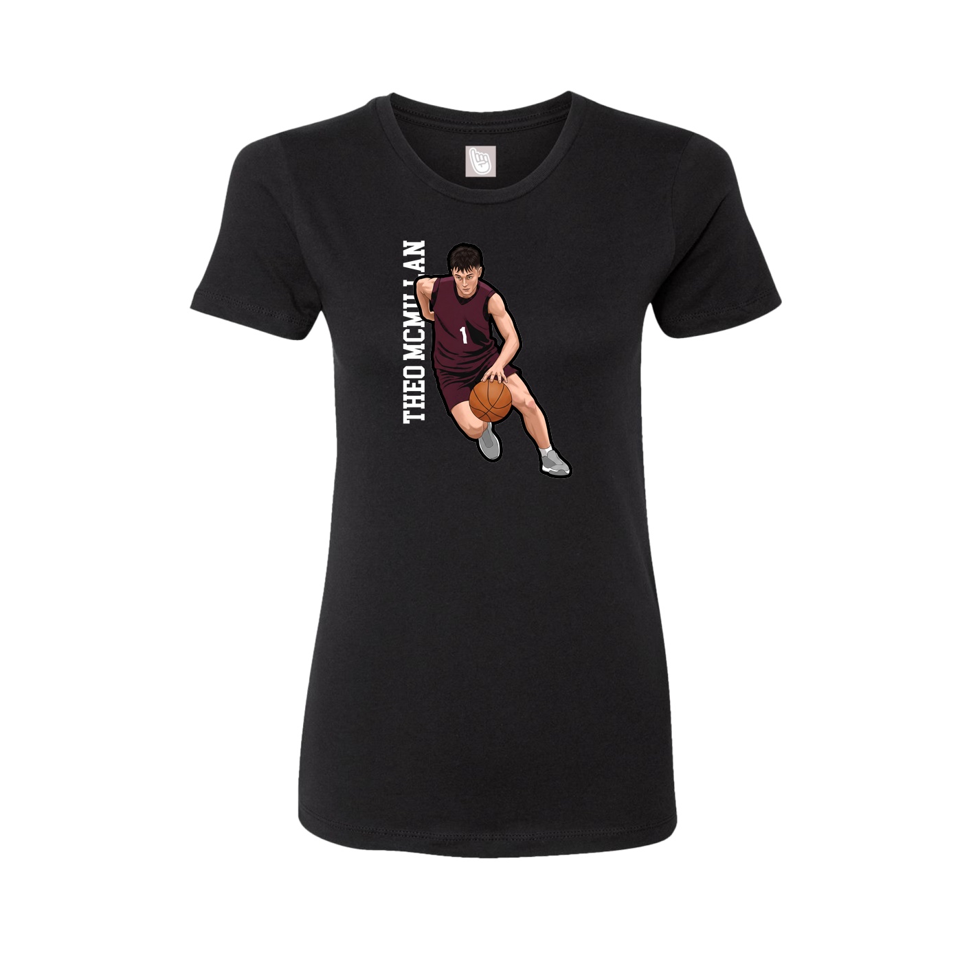 Fitted Women's Tee — Name Vertical in Black