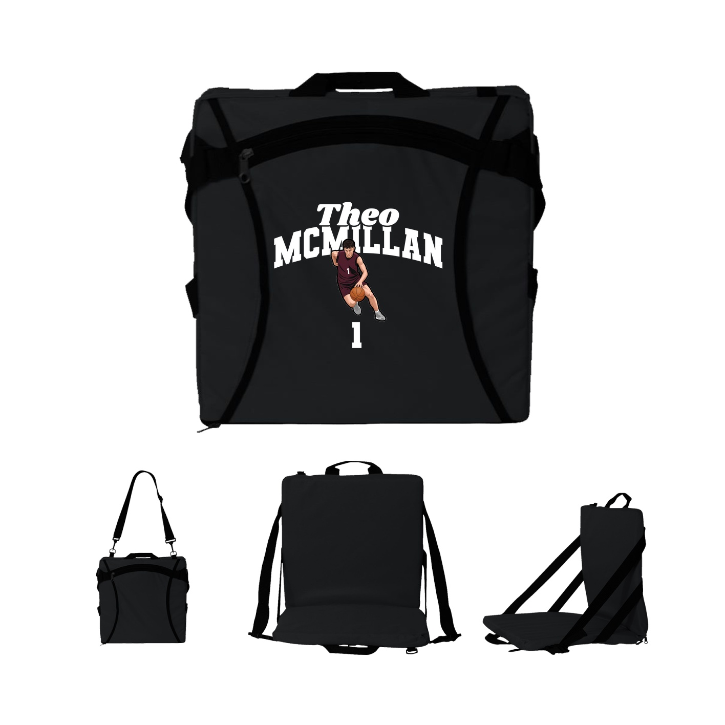 Folding Stadium Seat — Signature Arch in Black
