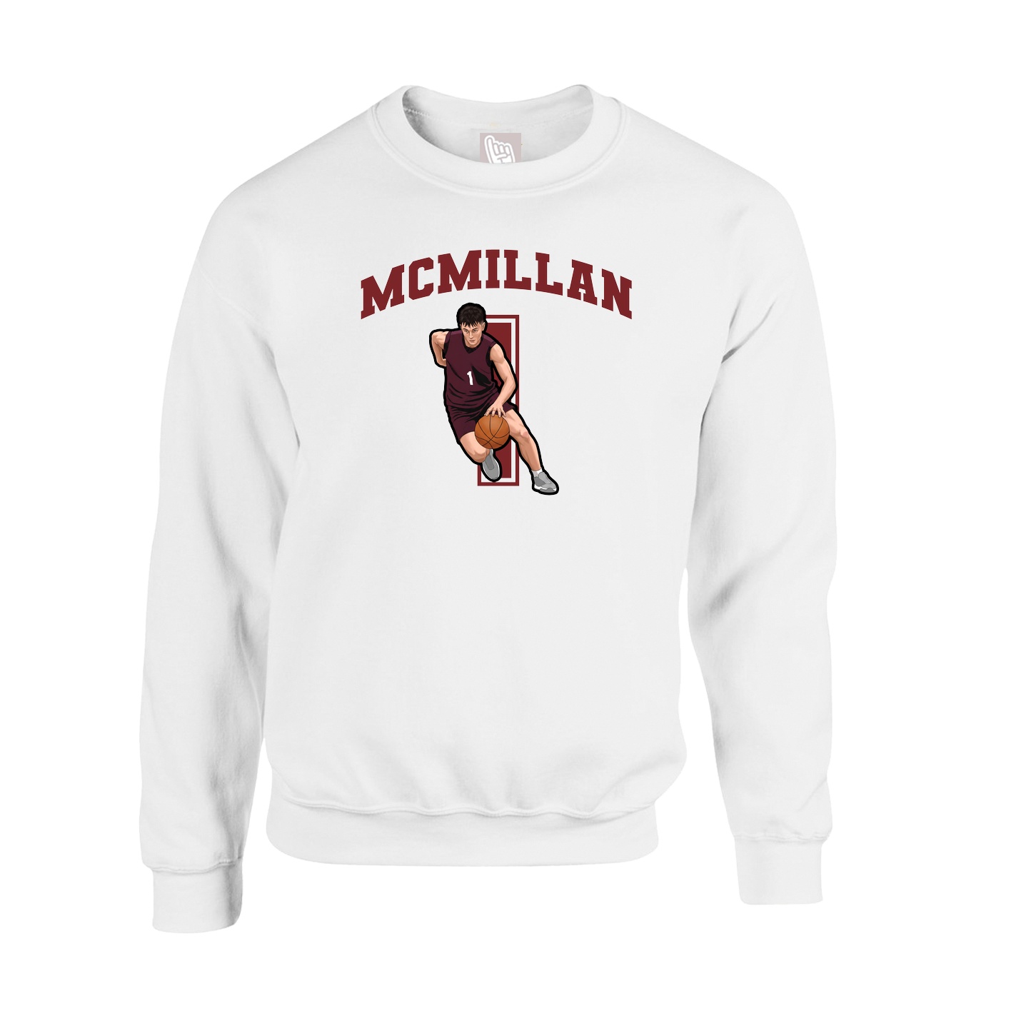 Fleece Crew — Number in White