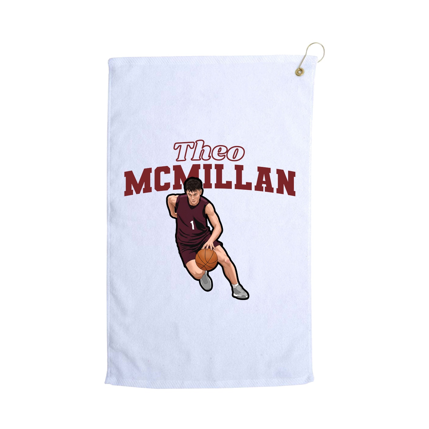 Golf Towel — Name Arch in White