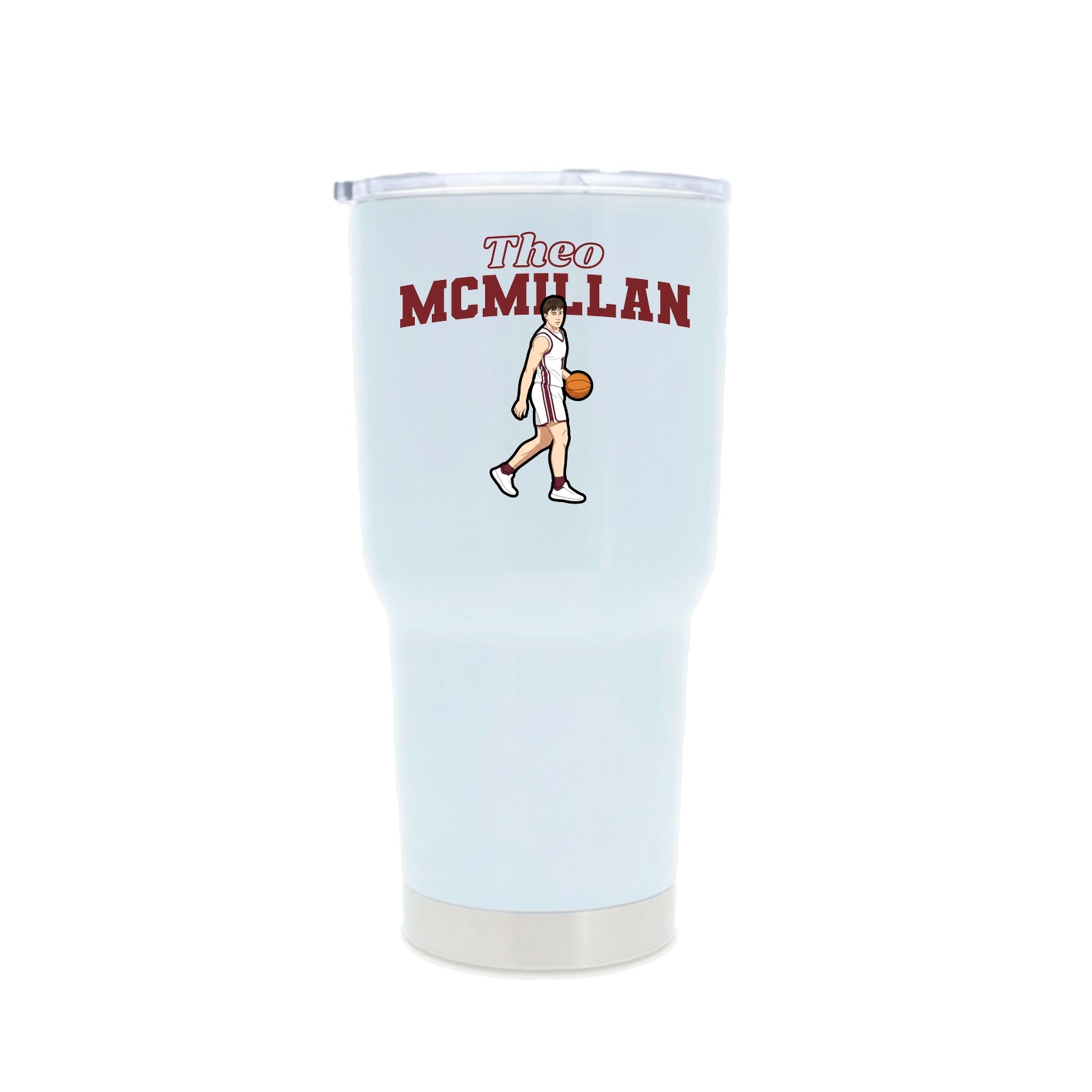 30oz Stainless Steel Tumbler — Name Arch in White