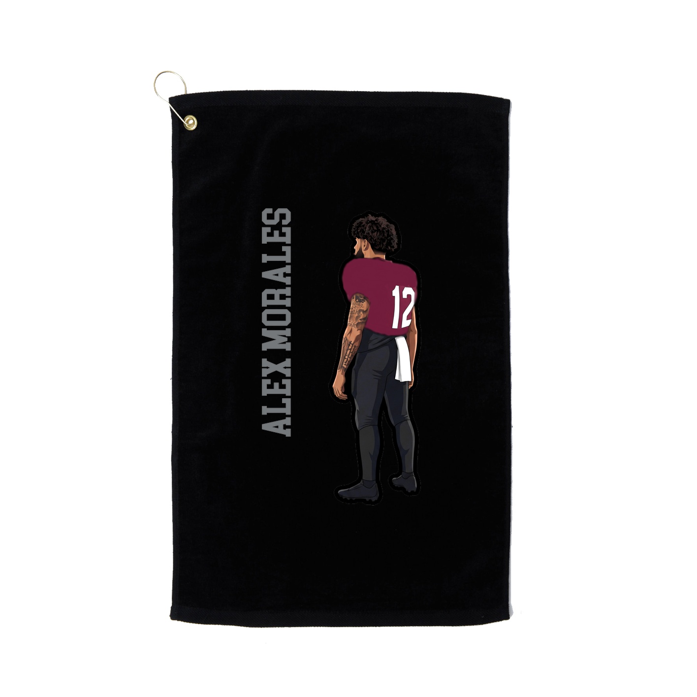 Golf Towel — Name Vertical in Black