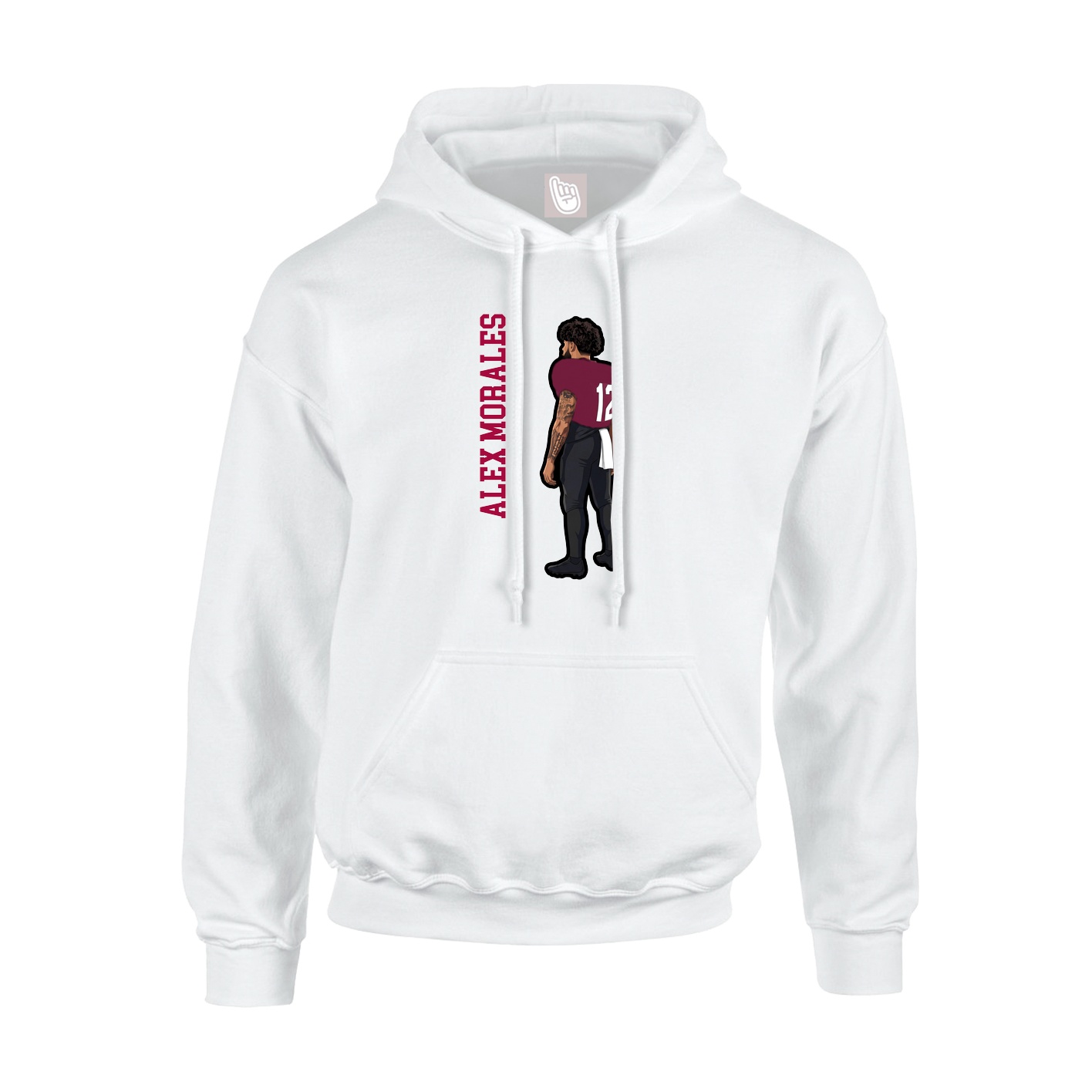 Youth Hoodie — Name Vertical in White