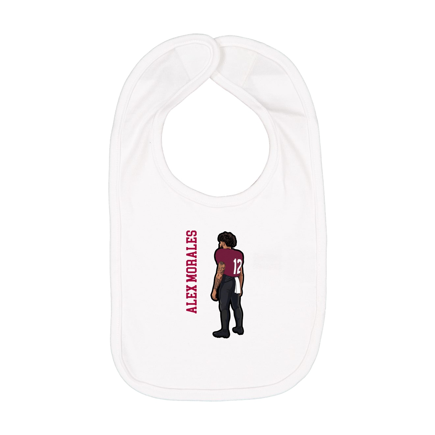 Infant Bib — Name Vertical in White