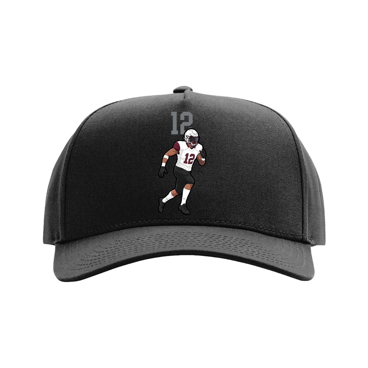 Full Fabric Five-Panel Champ Cap — Number Top in Black