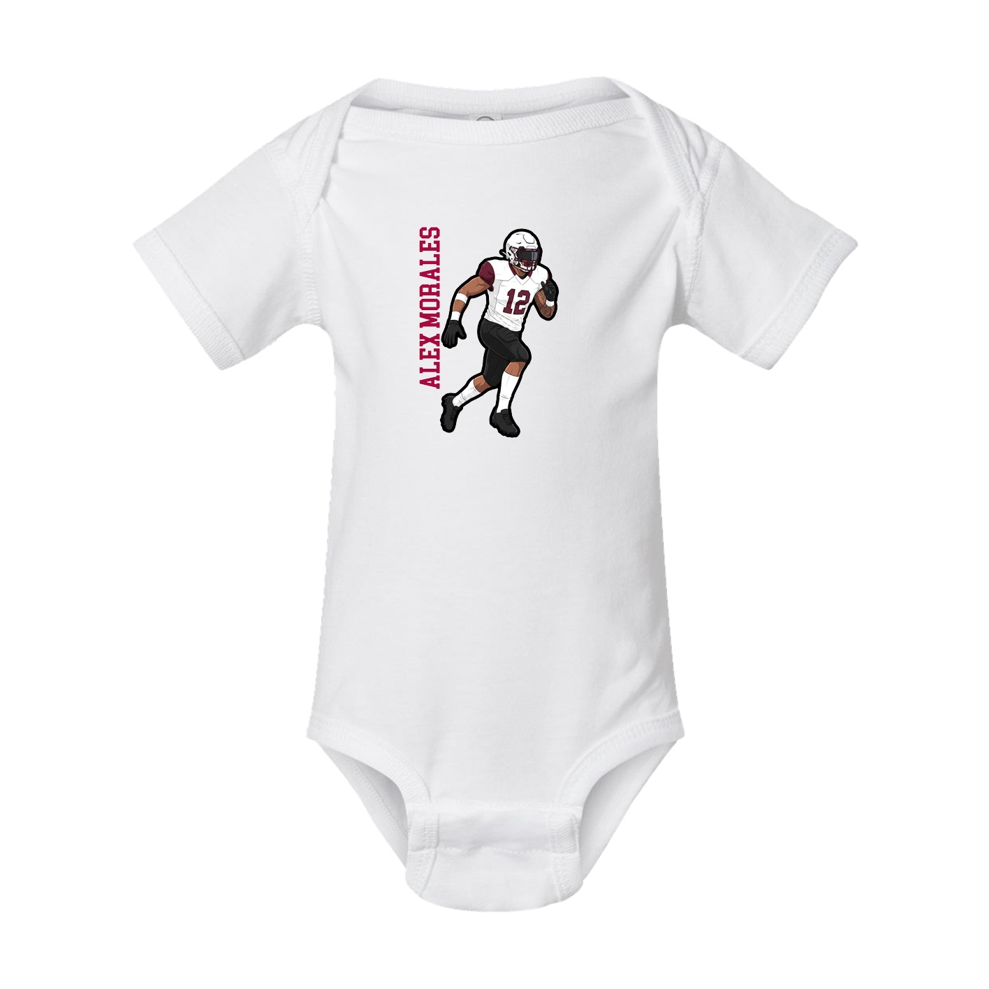 Baby Onesie — Name Vertical in White