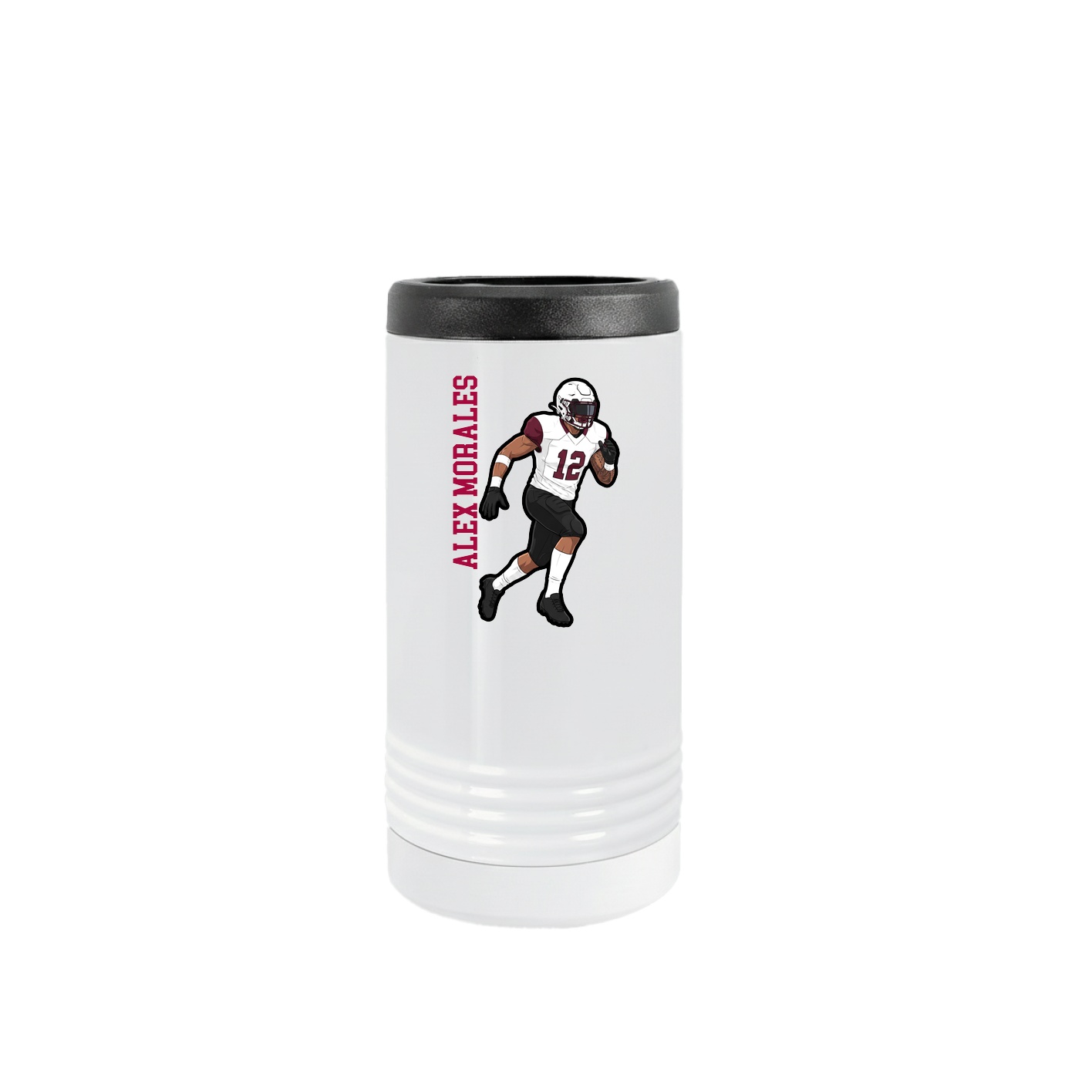 Slim Beverage Holder — Name Vertical in White