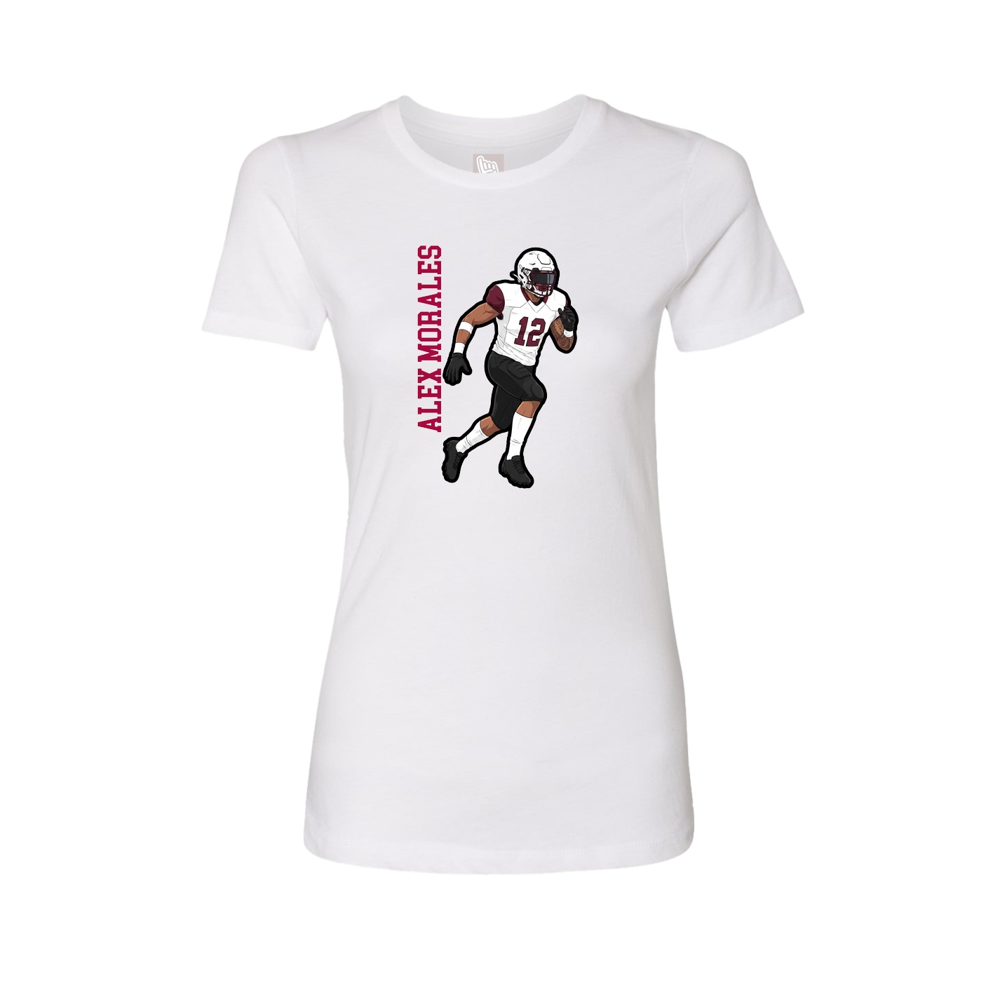Fitted Women's Tee — Name Vertical in White