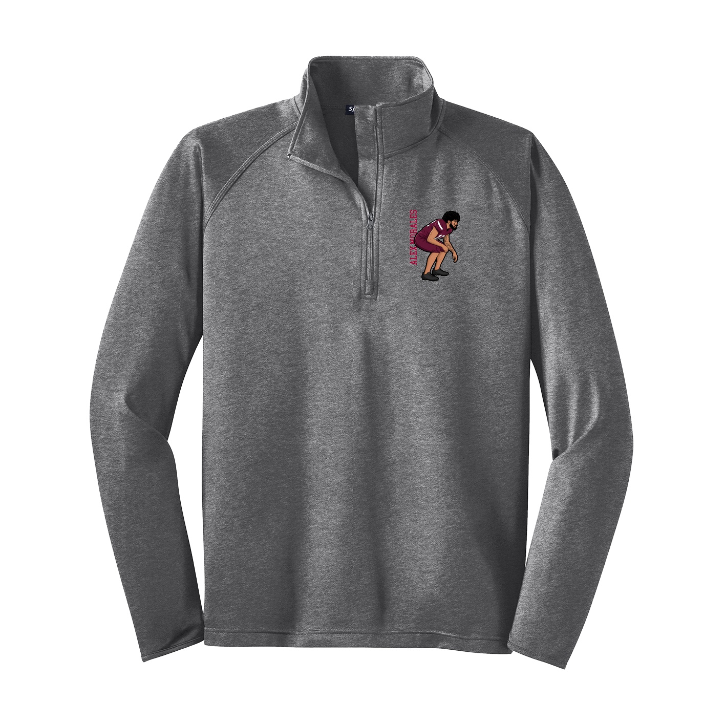 Q-Zip Pullover — Name Vertical in Grey