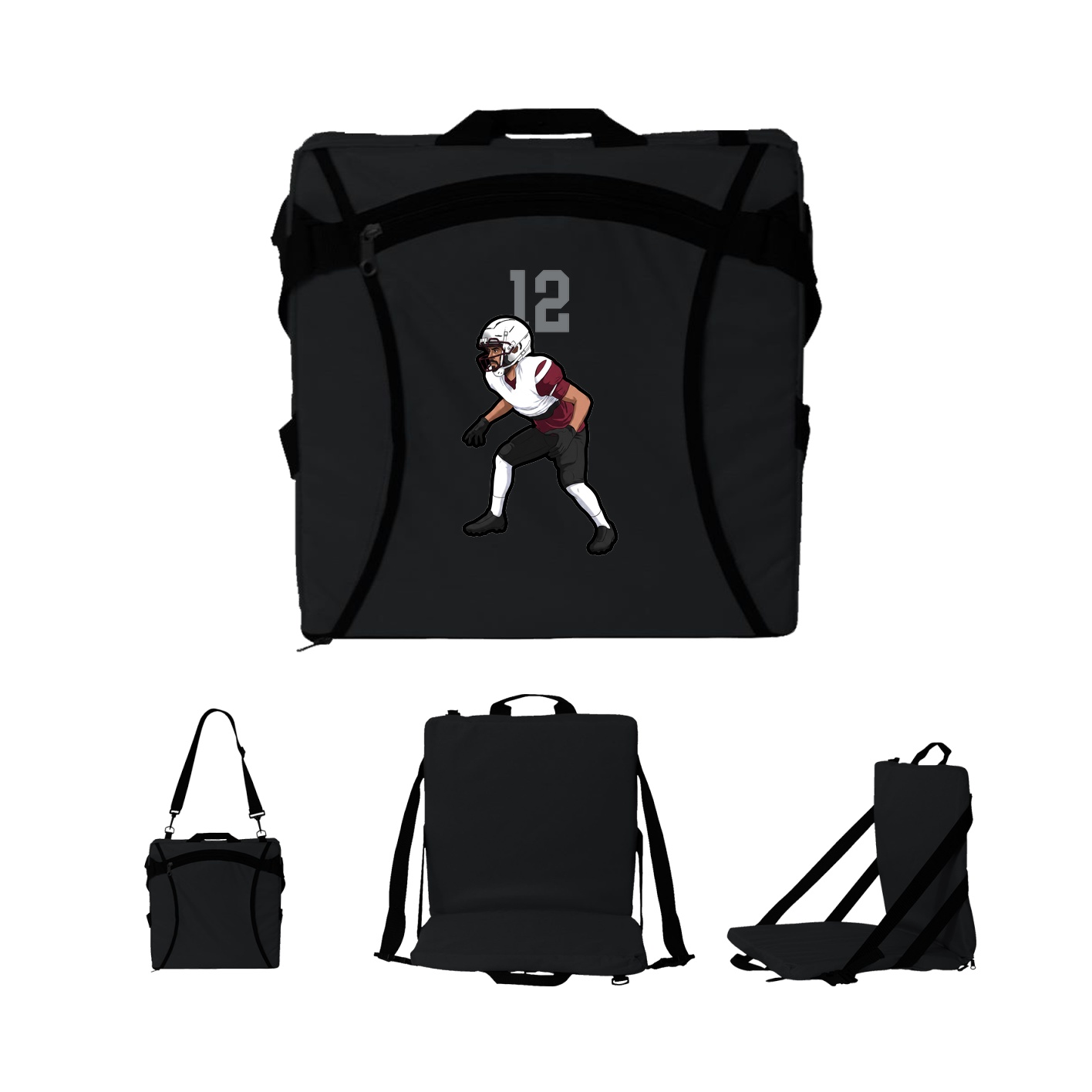 Folding Stadium Seat — Number Top in Black