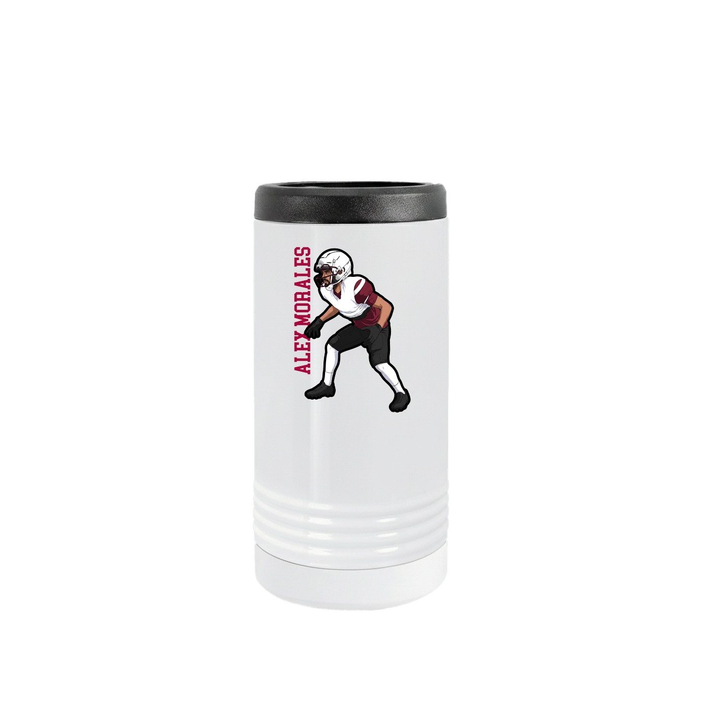 Slim Beverage Holder — Name Vertical in White