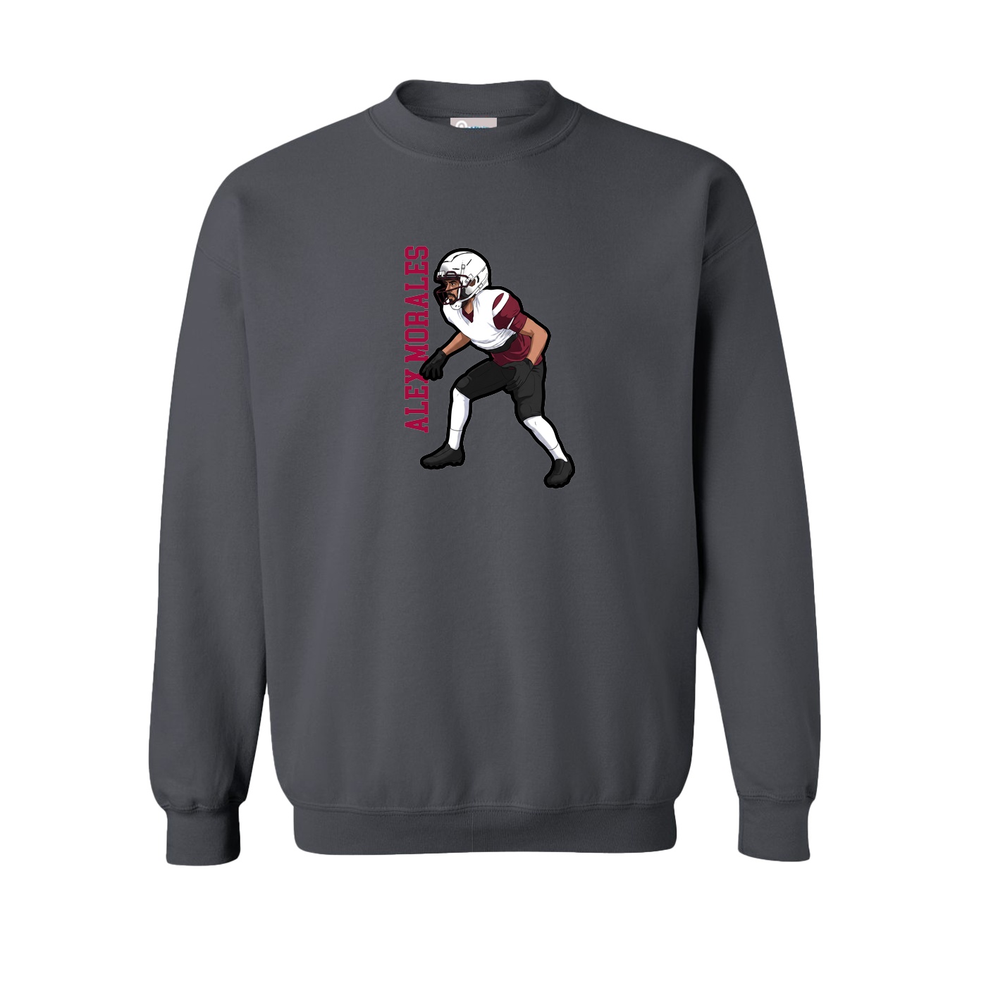 Fleece Crew — Name Vertical in Grey