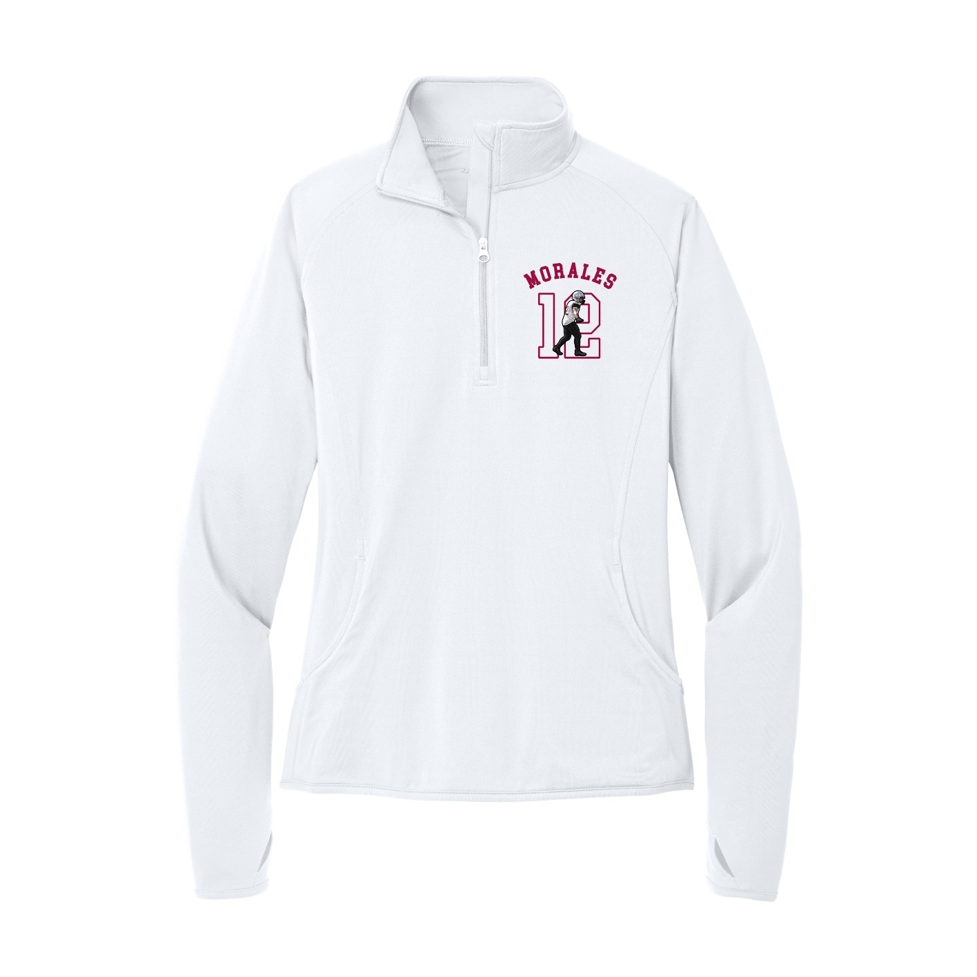 Women's Q-Zip Pullover — Shirsey Arch in White