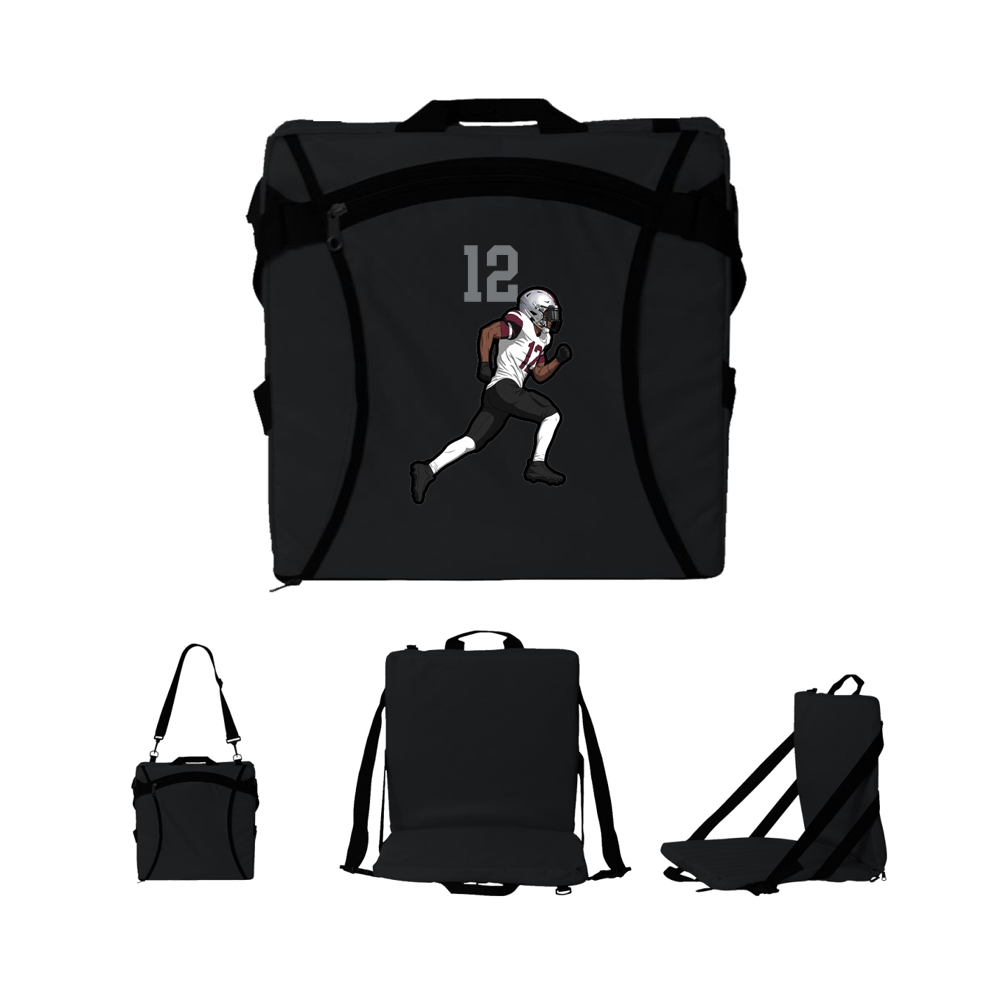 Folding Stadium Seat — Number Top in Black