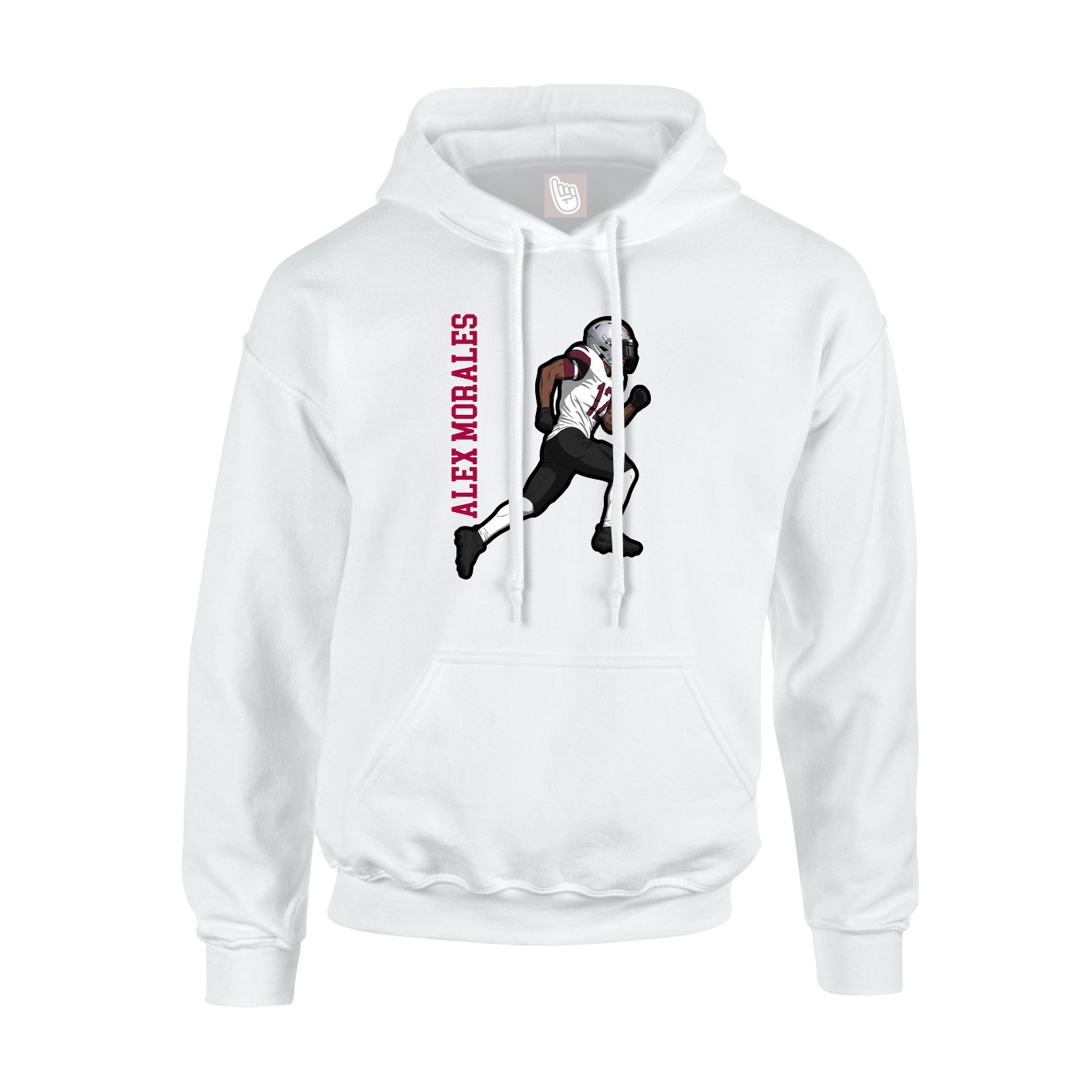 Youth Hoodie — Name Vertical in White