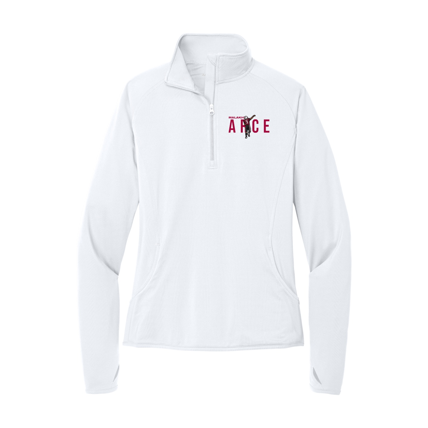 Women's Q-Zip Pullover — Player Name in White