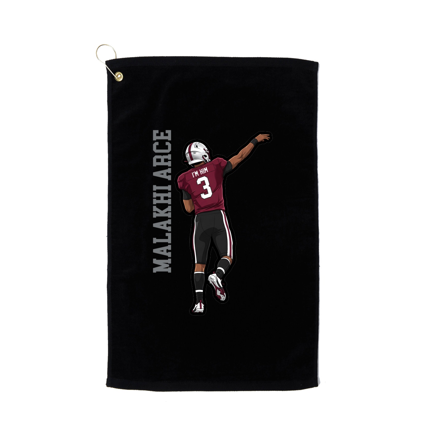 Golf Towel — Name Vertical in Black