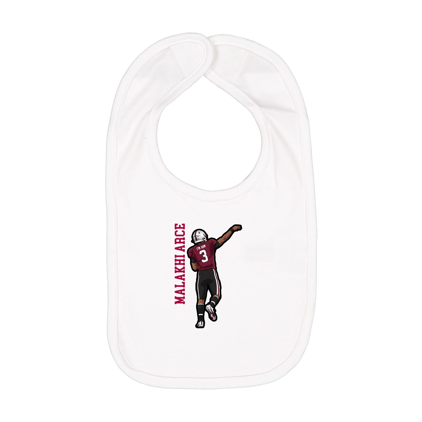 Infant Bib — Name Vertical in White