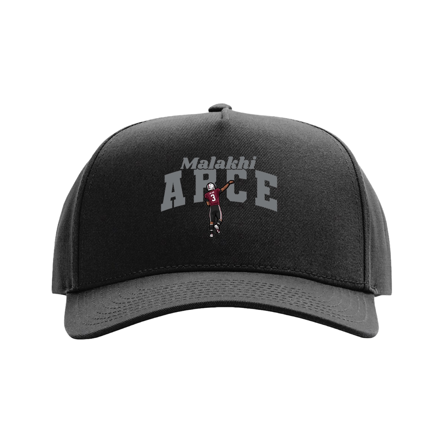 Full Fabric Five-Panel Champ Cap — Signature Arch in Black