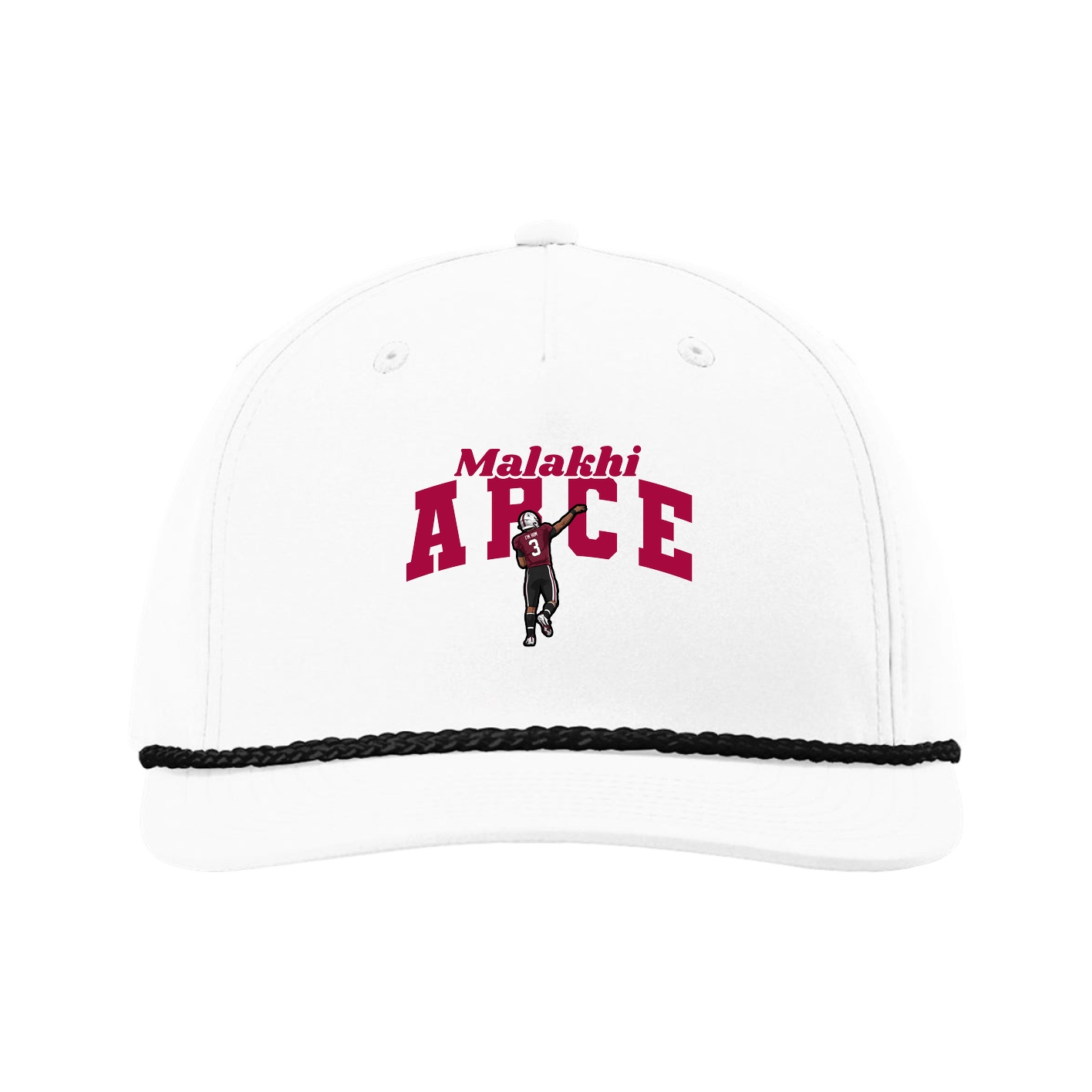 Five-Panel Classic Rope Cap — Signature Arch in White