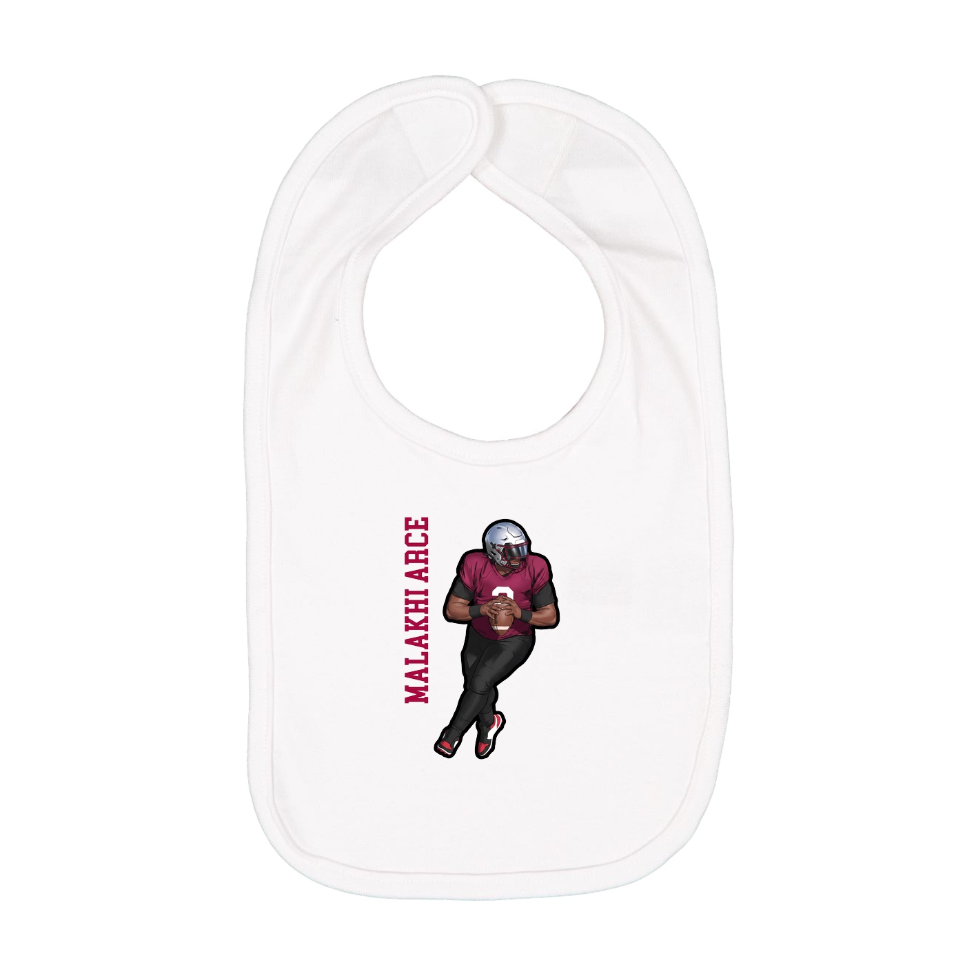 Infant Bib — Name Vertical in White
