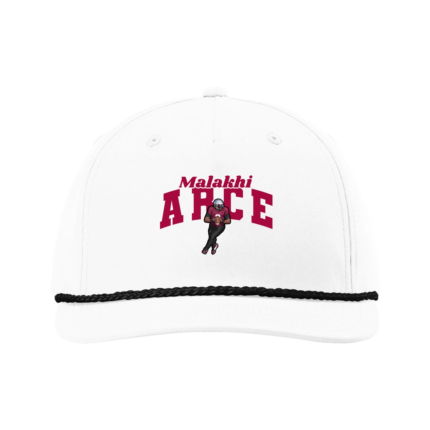 Five-Panel Classic Rope Cap — Signature Arch in White
