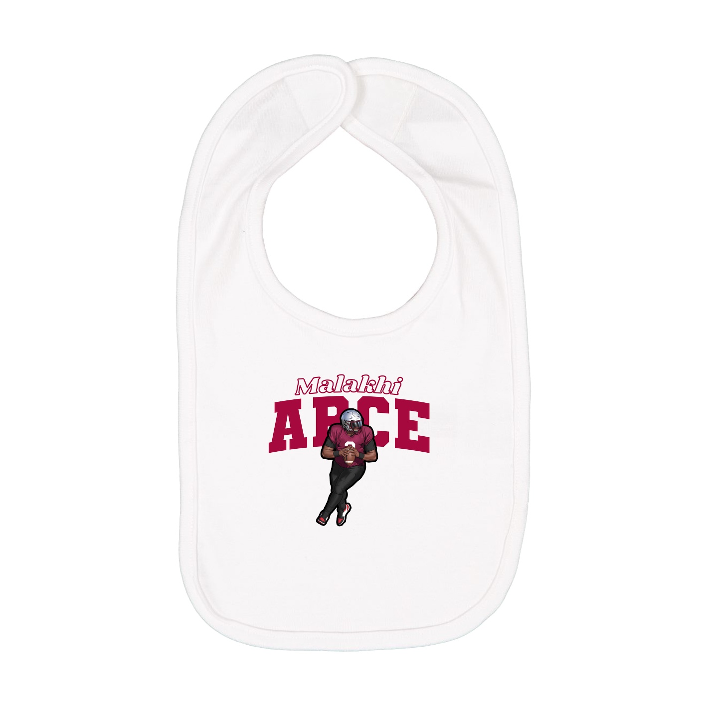 Infant Bib — Name Arch in White