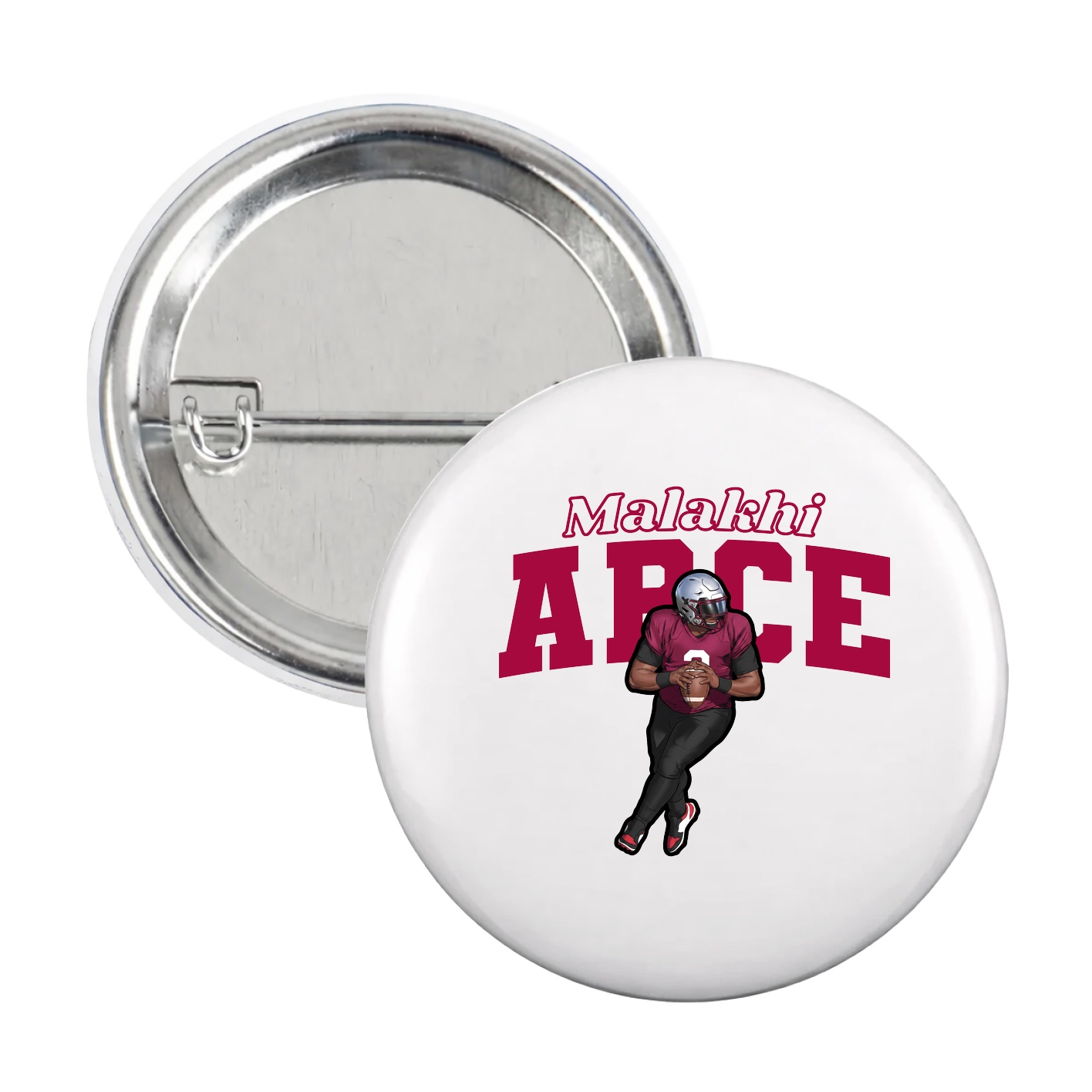 Game Day Button — Name Arch in White