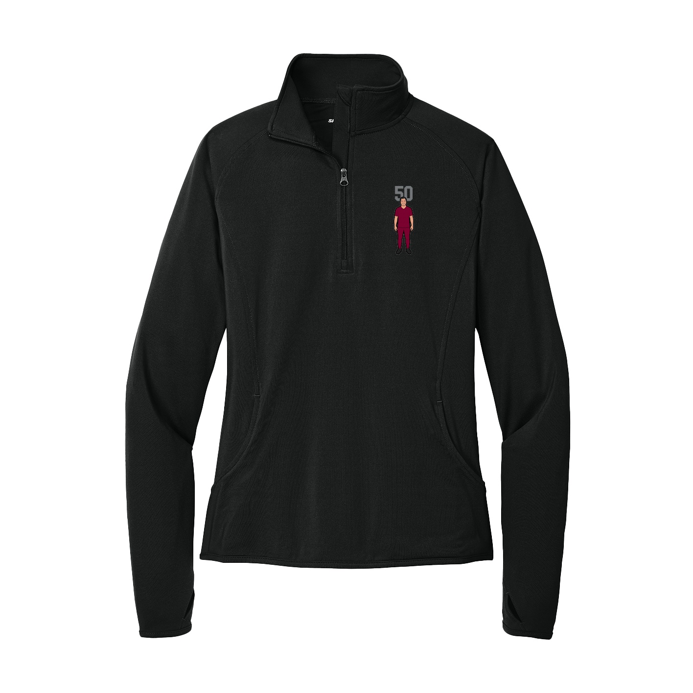 Women's Q-Zip Pullover — Number Top in Black